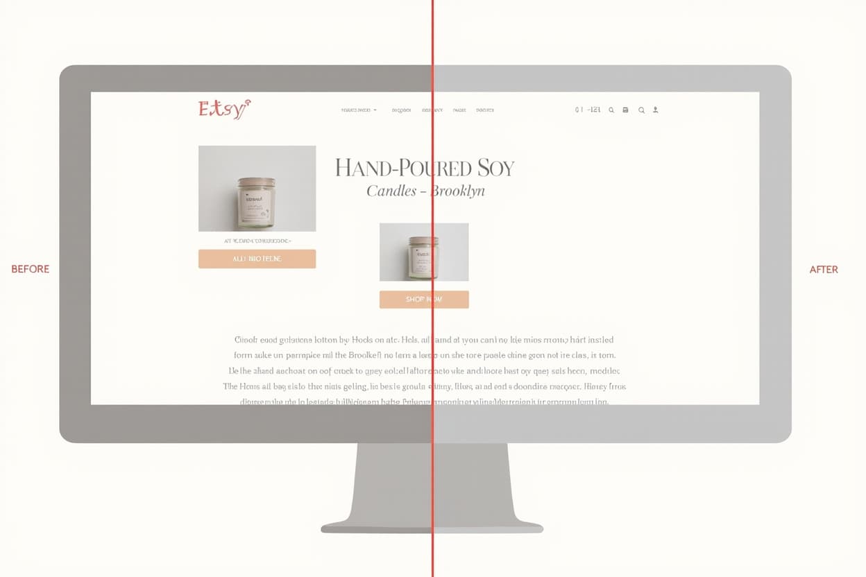 Before and after comparison: marketplace listing vs CLEWY Site